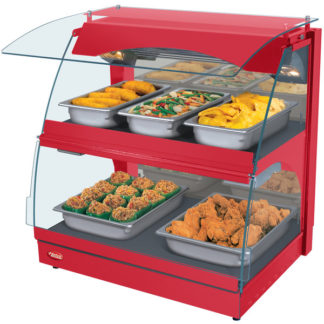 Hatco GRCMW-1D 26" Self Service Countertop Heated Display Case - (2) Shelves, Red, 120v