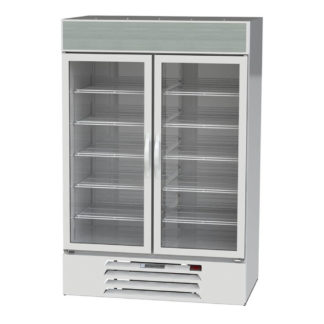 Beverage Air MMF49HC-1-W-IQ 52" Two Section Display Freezer w/ Swing Doors - Bottom Mount Compressor, White, 115v