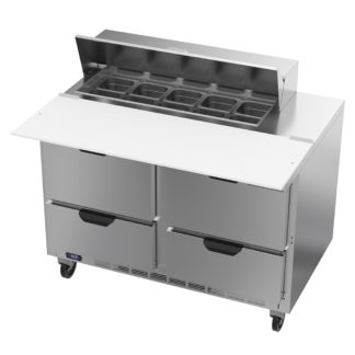 Beverage Air SPED48HC-10C-4 48" Refrigerated Sandwich Prep Table w/ (4) Drawers & 17" Cutting Board, 115v