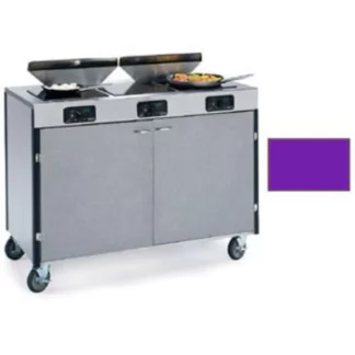 Lakeside 2085 PURP 40 1/2" High Mobile Cooking Cart w/ 3 Induction Stove, Purple