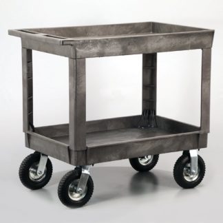 Lakeside 2523P 2 Level Plastic Utility Cart w/ 500 lb Capacity - Raised Ledges, Gray