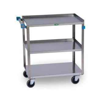 Lakeside 422A 3 Level Stainless Utility Cart w/ 500 lb Capacity, Raised Ledges
