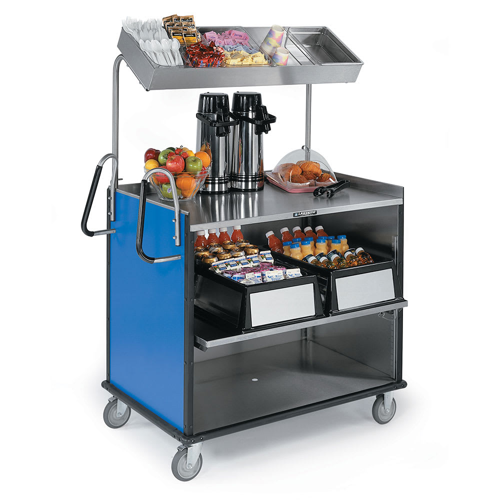 Lakeside 660 Food Cart w/ Overshelf, 49"L x 28 1/4"W x 72 3/20"H, Royal Blue