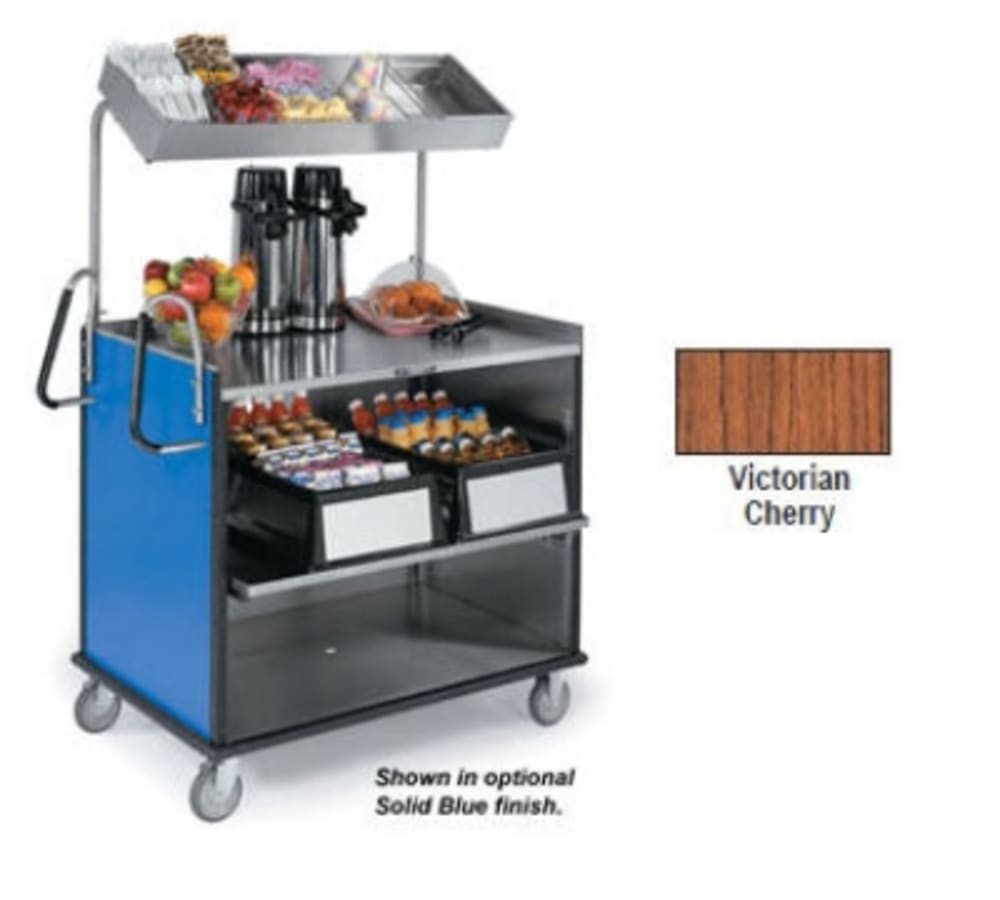 Lakeside 660 Food Cart w/ Overshelf, 49"L x 28 1/4"W x 72 3/20"H, Victorian Cherry