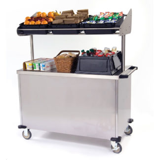 Lakeside 663 Food Cart for Breakfast w/ Overshelf, 52 1/4"L x 28"W x 67"H, Stainless