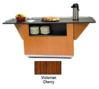 Lakeside 6850 VCHER 87 1/4" Breakout Mobile Serving Counter w/ Shelves & Laminate Top, Victorian Cherry