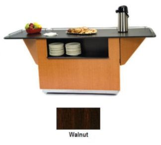 Lakeside 6850 WAL 87 1/4" Breakout Mobile Serving Counter w/ Shelves & Laminate Top, Walnut