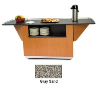 Lakeside 6855 GRSAN 99" Breakout Mobile Serving Counter w/ Shelves & Laminate Top, Gray Sand