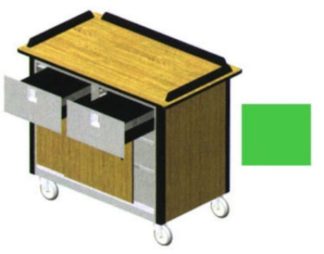 Lakeside 690-40 GRN Food Cart w/ Drawers, 44 1/2"L x 24 1/2"W x 37 3/4"H, Green