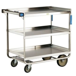 Lakeside 744 3 Level Stainless Utility Cart w/ 700 lb Capacity, Raised Ledges