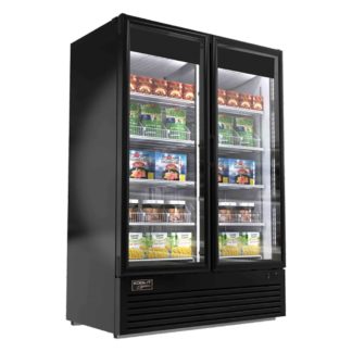 Kool-It LX-46FB 54 3/10" Two Section Display Freezer w/ Swing Doors - Bottom Mount Compressor, Black, 115v