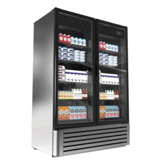 Kool-It LX-46FS 54 3/10" Two Section Display Freezer w/ Swing Doors - Bottom Mount Compressor, Stainless, 115v