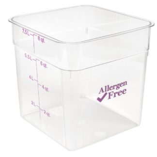 Cambro 8SFSCW441 8 qt CamSquare Food Container - Allergen-Free, Polycarbonate, Clear
