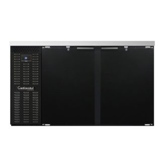 Continental BB59SN 59" Bar Refrigerator - 2 Swinging Solid Doors, Black, 115v