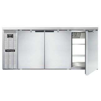 Continental BB79NSSPT 79" Pass Thru Bar Refrigerator - 6 Swinging Solid Doors, Stainless Steel, 115v
