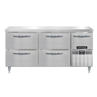 Continental DRA68NSS-F 68" Poultry & Fish File Worktop Refrigerator w/ (4) Drawers & (1) Door, 115v