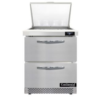Continental SW27N12M-FB-D 27 1/2" Sandwich/Salad Prep Table w/ Refrigerated Base, 115v