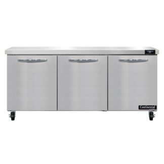 Continental SW72N 72" Worktop Refrigerator w/ (3) Sections, 115v