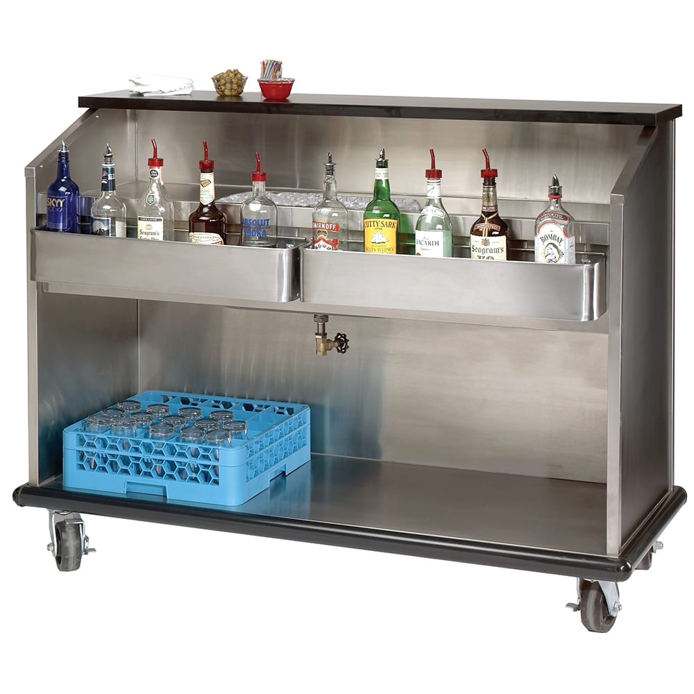 Advance Tabco AMS-6B 72" Portable Bar w/ Open Storage, Workboard & Ice Bin