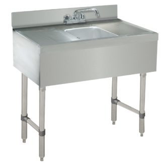 Advance Tabco CRB-31C 24" Underbar Work Board 1 Sink Compartment Unit w/ Deck Mounted Faucet