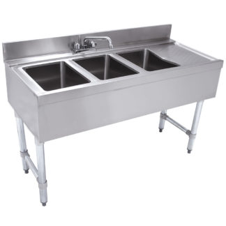 Advance Tabco CRB-43L 48" 3 Compartment Sink w/ 10"L x 14"W Bowl, 10" Deep