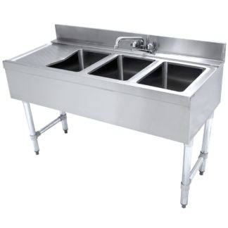 Advance Tabco CRB-43R 48" 3 Compartment Sink w/ 10"L x 14"W Bowl, 10" Deep