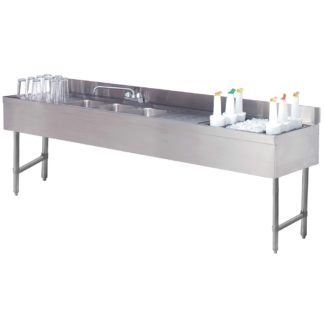 Advance Tabco CRC-73C-R 84" 3 Compartment Sink w/ 10"L x 14"W Bowl, 10" Deep