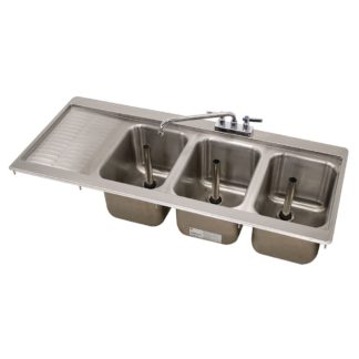 Advance Tabco DBS-43R 48" 3 Compartment Sink w/ 10"L x 14"W Bowl, 10" Deep
