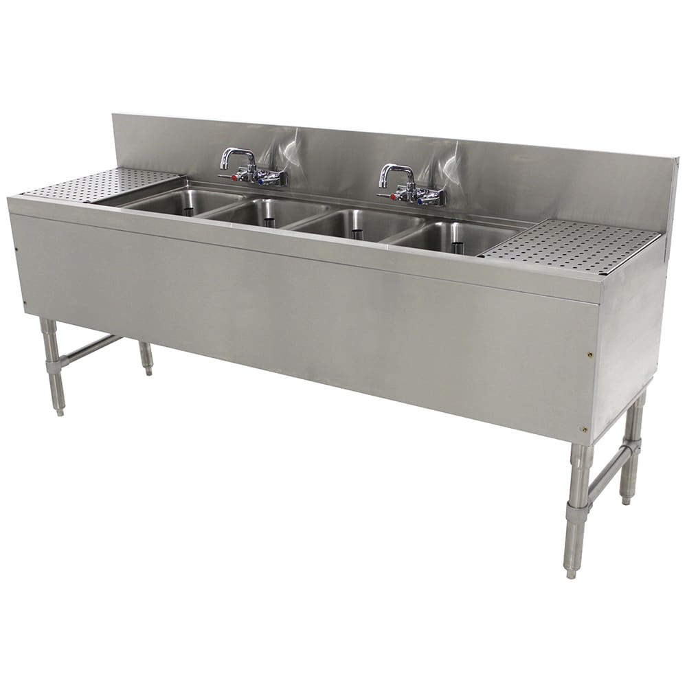 Advance Tabco PRB-19-84C 96" 4 Compartment Sink w/ 10"L x 14"W Bowl, 10" Deep
