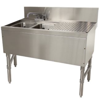 Advance Tabco PRB-24-42L 48" 2 Compartment Sink w/ 10"L x 14"W Bowl, 10" Deep