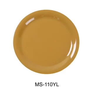 Yanco MS-110YL Mile Stone Narrow Rim Round Plate, 10.5" Diameter, Melamine, Yellow Color, Pack of 24