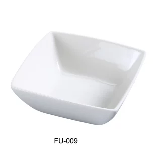 Yanco FU-009 Fuji 9" Square Bowl, Porcelain, Bone White, Pack of 12
