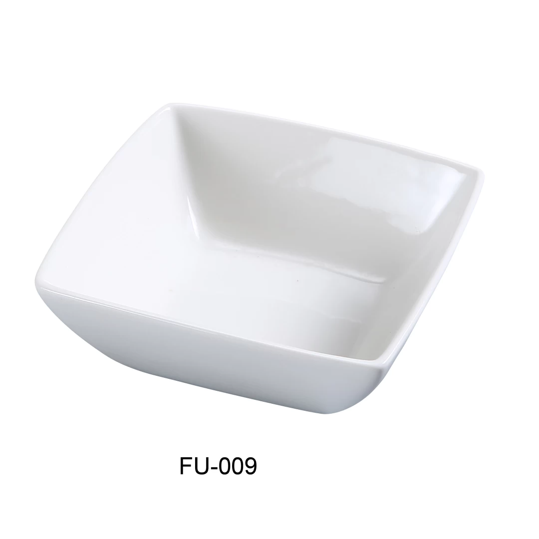 Yanco FU-009 Fuji 9" Square Bowl, Porcelain, Bone White, Pack of 12