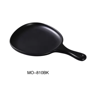 Yanco MO-810BK Moderne 12" X 8" X 1" Pan Plate With Handle Black, Melamine, Matte Finish, Pack of 12