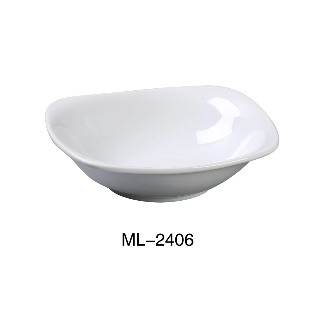 Yanco ML-2406 Mainland 6 1/2" X 1 3/4" Square Bowl With Rounded Corner 12 Oz, Porcelain, Super White, Pack of 36