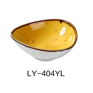 Yanco LY-404YL Lyon 4.75" Triangle Sauce Bowl 5 Oz, Reactive Glaze, Yellow Color, Pack of 36