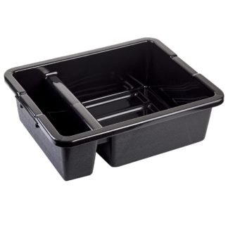 Tablecraft 1547B Bus Box w/ (2) Compartments - 21 1/2" x 17" x 7", Black
