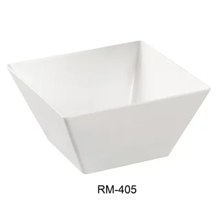 Yanco RM-405 Rome Square Bowl, 18 Oz Capacity, 5" Length, 5" Width, 2.75" Height, Melamine, White Color, Pack of 48