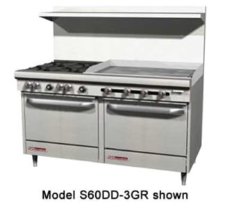 Southbend S60DD-4GL 60" 2 Burner Gas Range w/ Griddle & (2) Standard Ovens