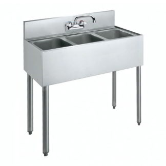 Krowne CS-1836 36" 3 Compartment Sink w/ 10"W x 14"L Bowl, 10" Deep