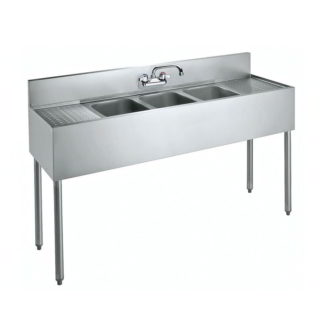 Krowne CS-1860 60" 3 Compartment Sink w/ 10"W x 14"L Bowl, 10" Deep