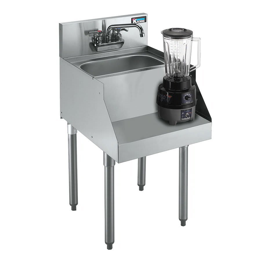 Krowne KR24-14BD Blender/Liquid Dump Sink Add-On - 6 1/2" Back Splash, Splash Mount Faucet, 14" x 24"