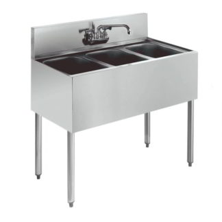 Krowne KR19-33C 36" 3 Compartment Sink w/ 10"W x 14"L Bowl, 10" Deep