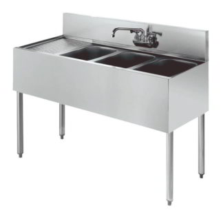 Krowne KR19-43R 48" 3 Compartment Sink w/ 10"W x 14"L Bowl, 10" Deep