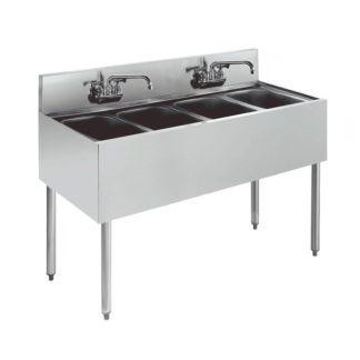 Krowne KR19-44C 48" 4 Compartment Sink w/ 10"W x 14"L Bowl, 10" Deep