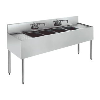 Krowne KR19-64C 72" 4 Compartment Sink w/ 10"W x 14"L Bowl, 10" Deep