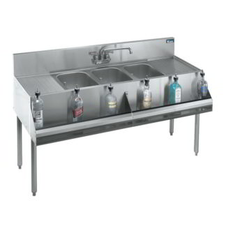 Krowne KR19-73C 84" 3 Compartment Sink w/ 10"W x 14"L Bowl, 10" Deep