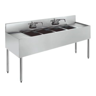Krowne KR19-74C 84" 4 Compartment Sink w/ 10"W x 14"L Bowl, 10" Deep