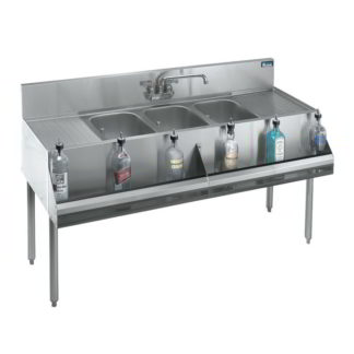 Krowne KR19-83C 96" 3 Compartment Sink w/ 10"W x 14"L Bowl, 10" Deep