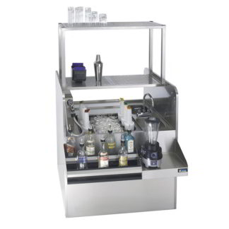 Krowne KRPT-42LP-10 42" Royal Series Cocktail Station w/ 135 lb Ice Bin, Dump Sink, Elevated Drainboard, Stainless